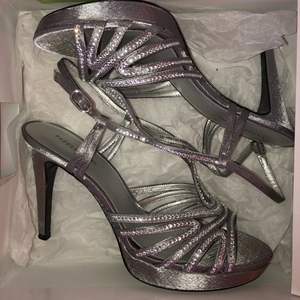 Silver formal heels